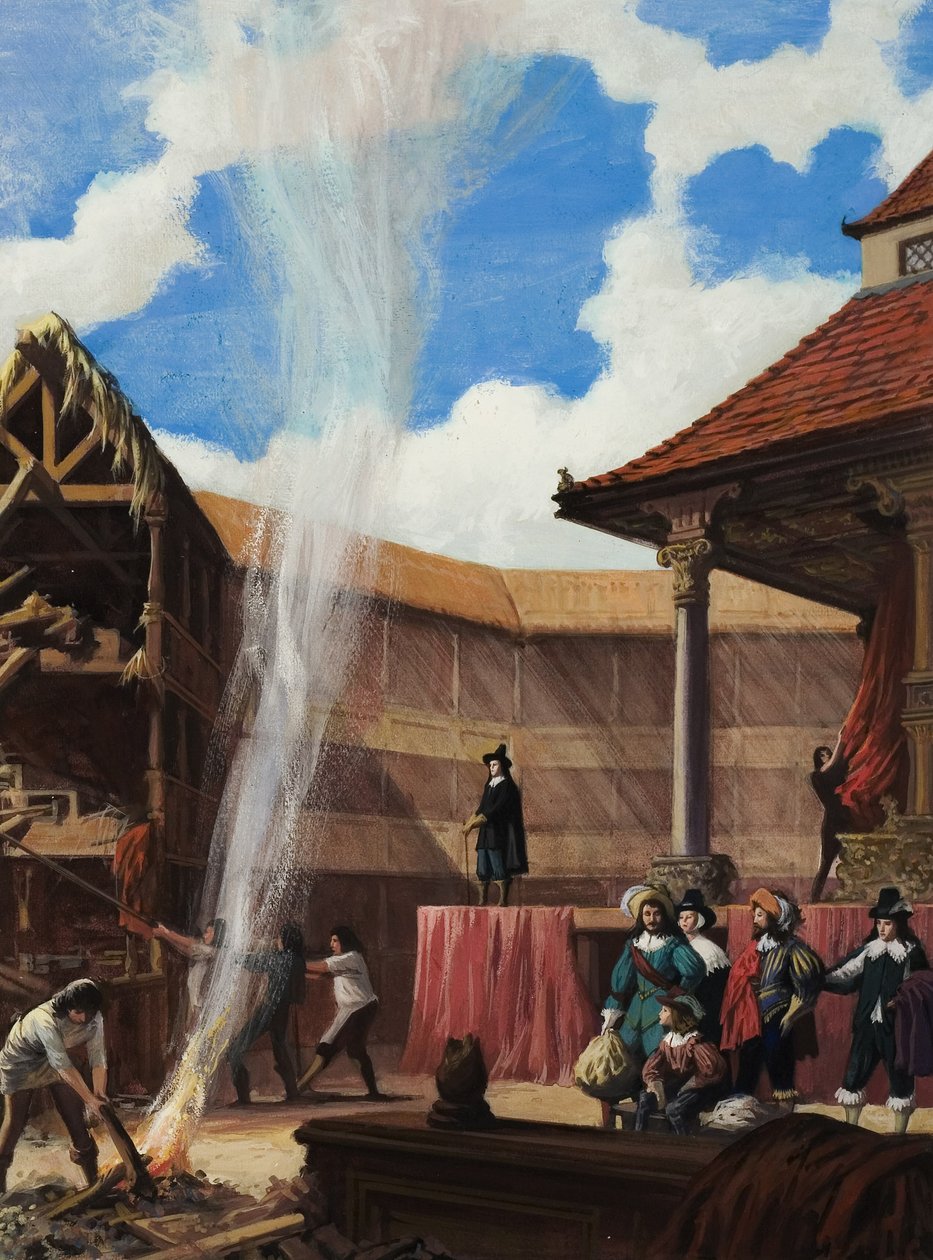 Puriteinen vernietigen een theater (gouache op papier) door Ralph Bruce