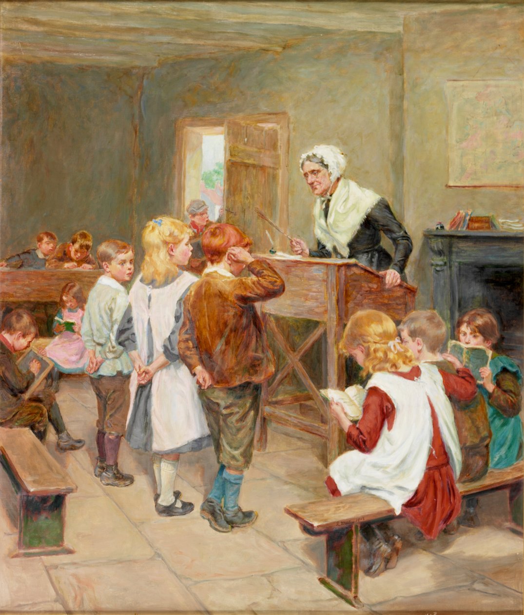 De dorpsschool, 1912 door Ralph Hedley