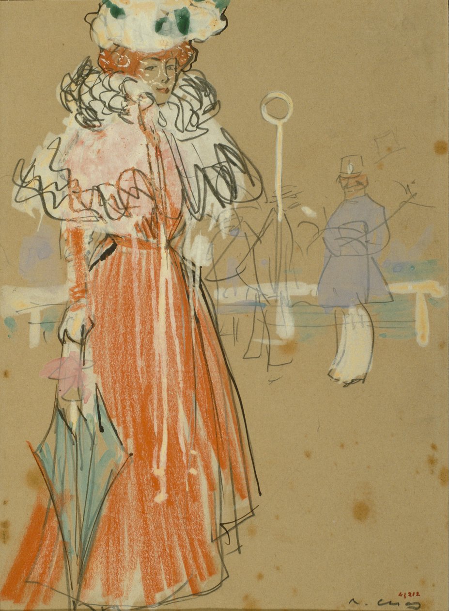 Vrouwelijk figuur in rood door Ramon Casas i Carbo