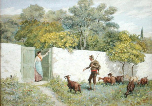 Scène bij Montone - De Geitenhoeder door Randolph Caldecott