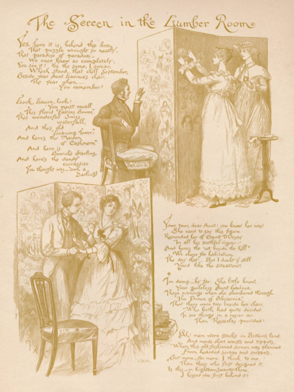 Het scherm in de opslagkamer, 1886 door Randolph Caldecott