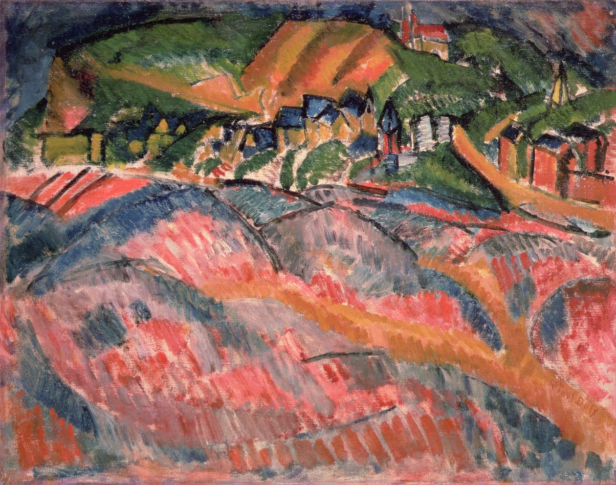 Strand bij Sainte Adresse door Raoul Dufy