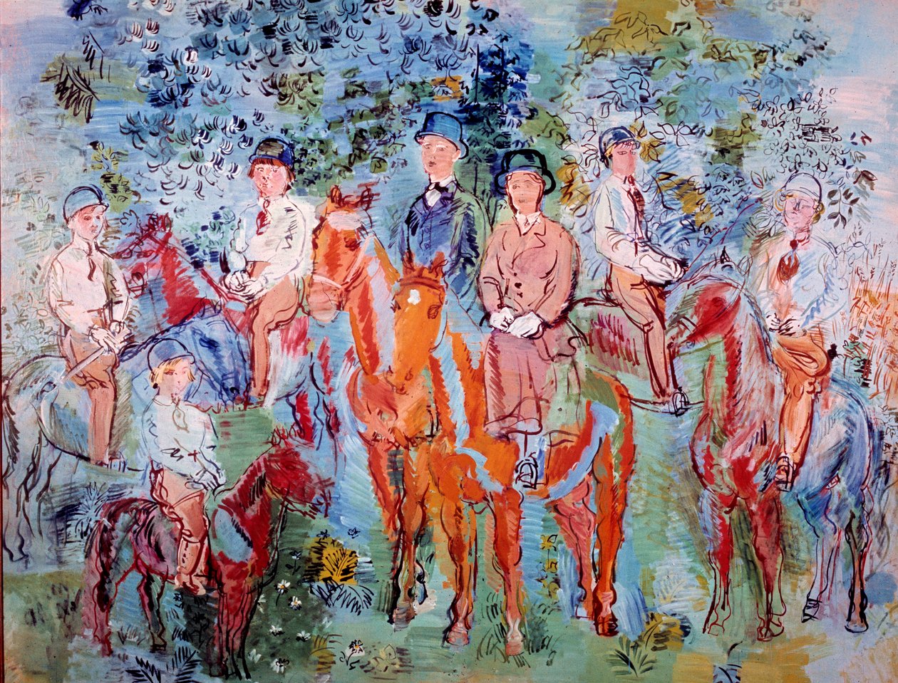 Ruiters in het bos door Raoul Dufy