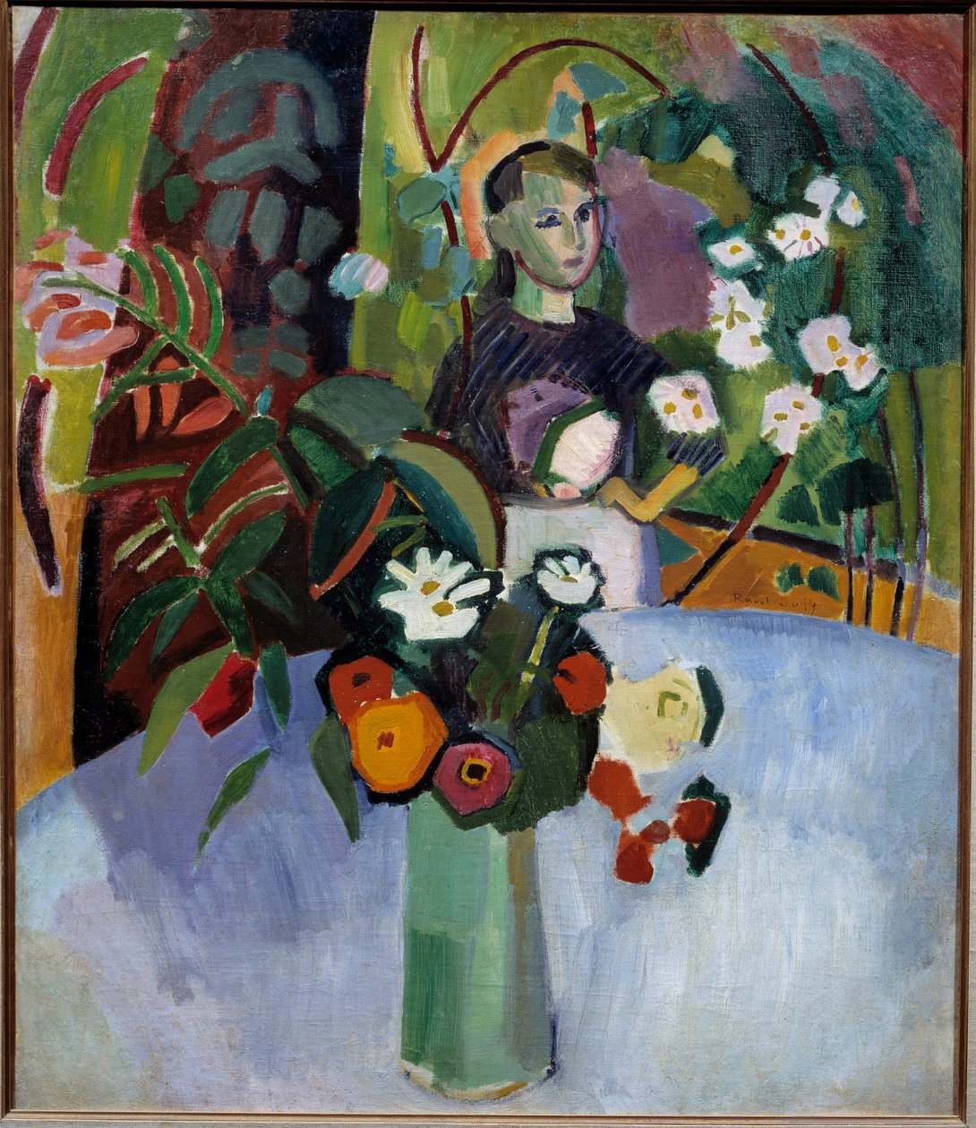 Jeanne in de bloemen door Raoul Dufy