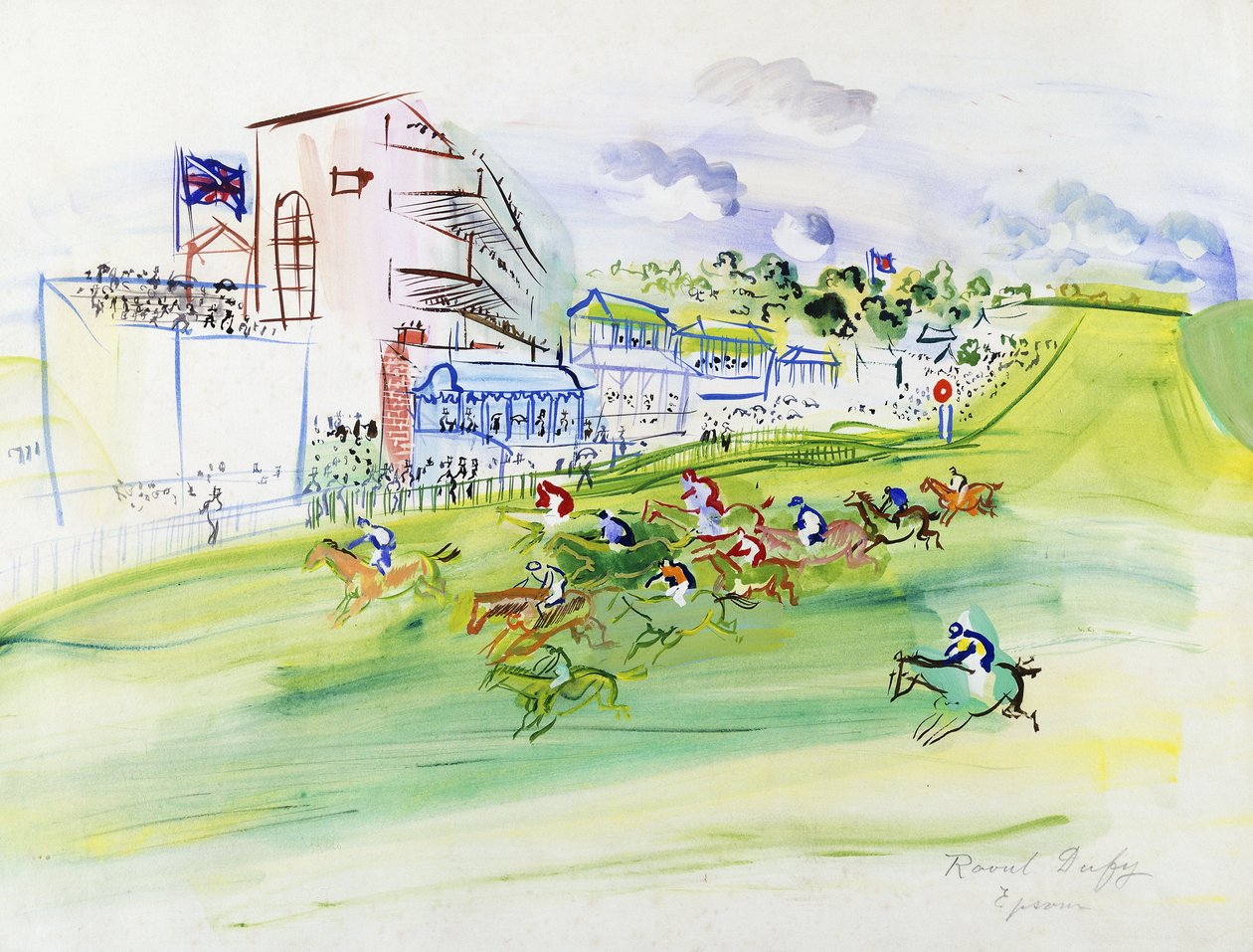 Races in Epsom; Cursussen in Epsom door Raoul Dufy
