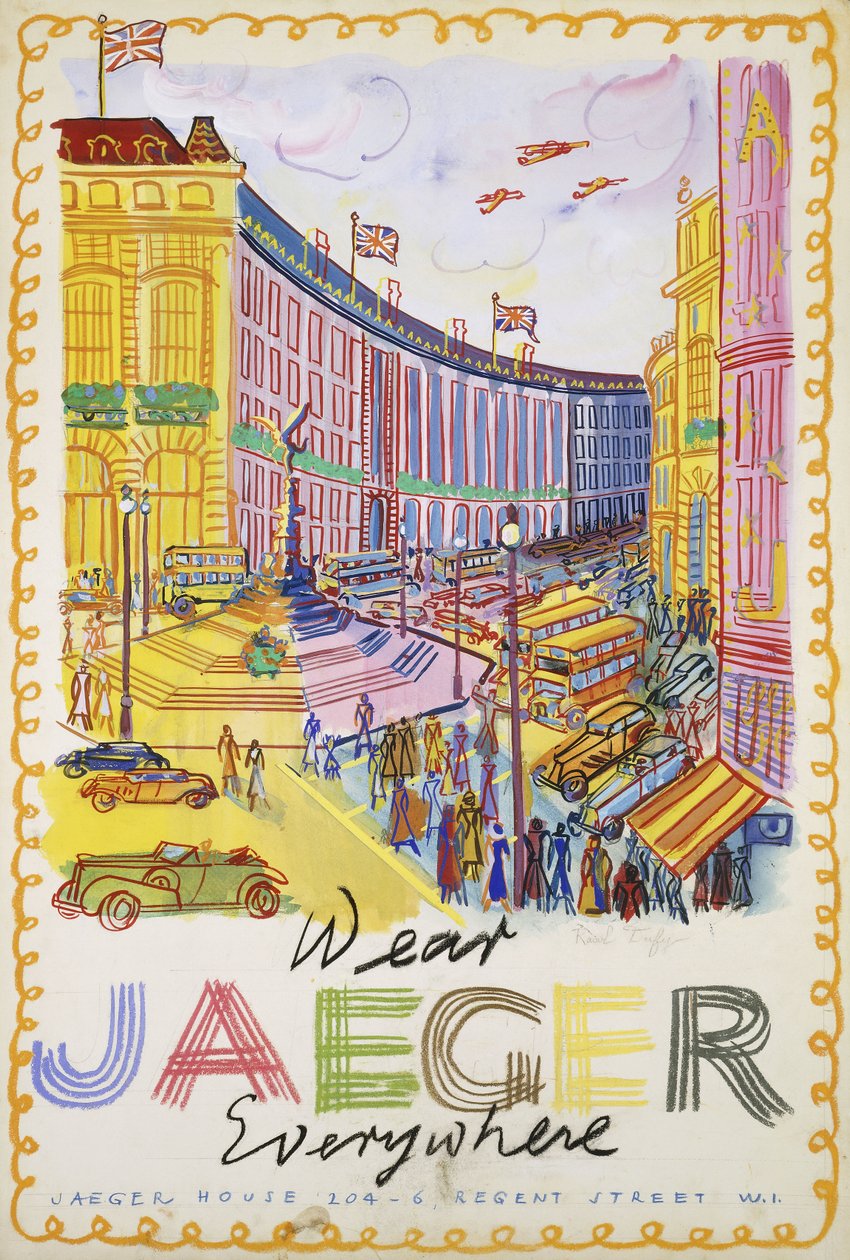 Regent Street, ca. 1936 (gouache op papier) door Raoul Dufy