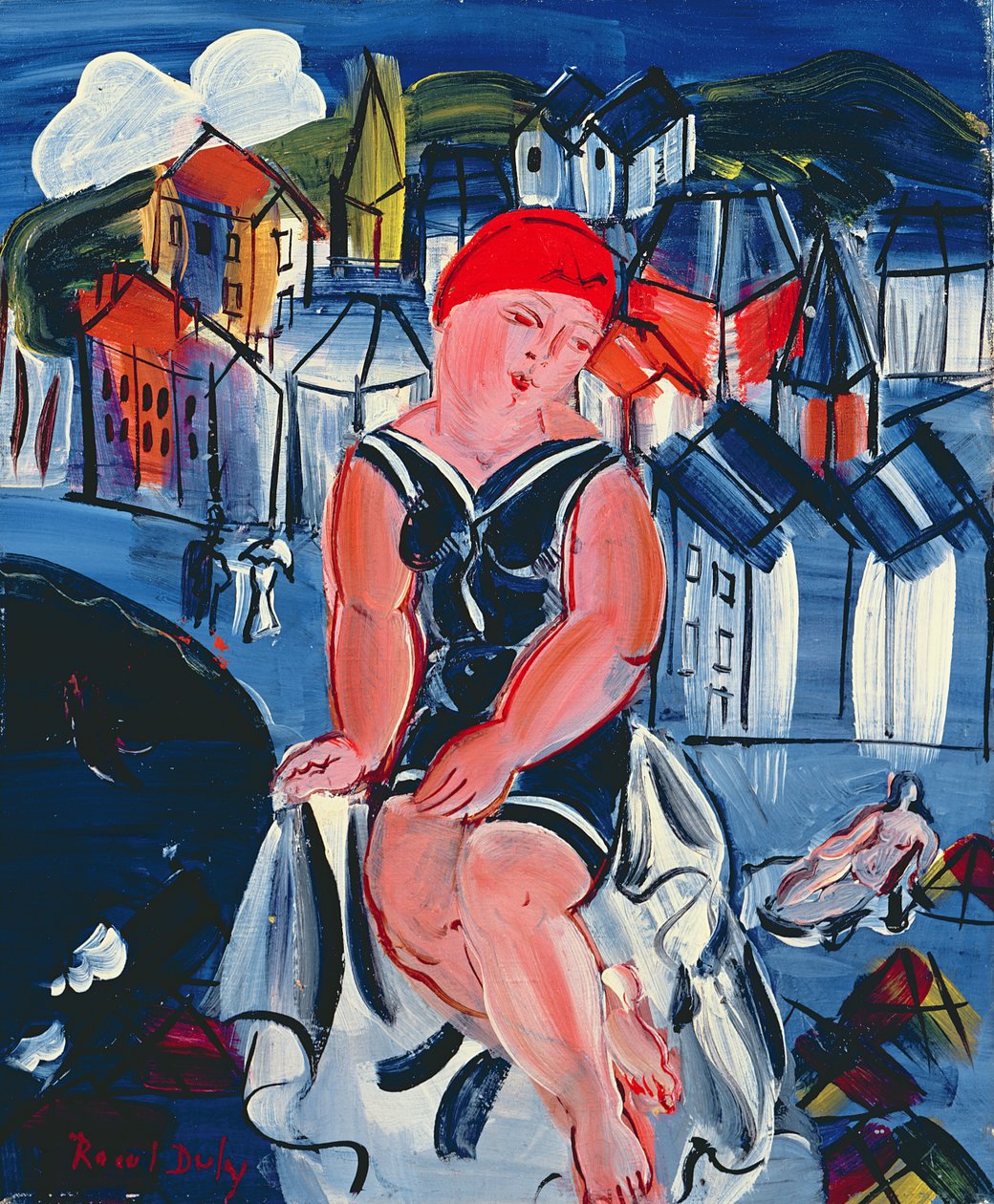 Kleine bader bij Sainte Adresse door Raoul Dufy