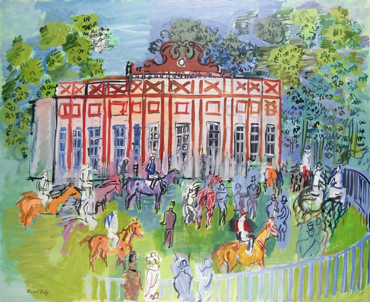 De paddock van Chantilly door Raoul Dufy