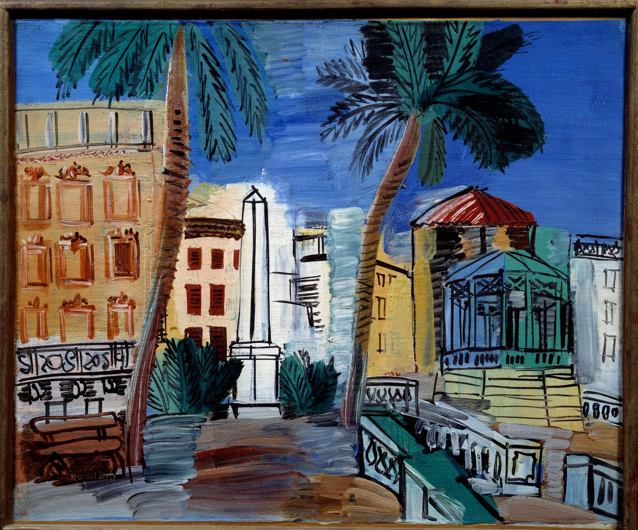 Uitzicht op de Obelisque in Hyeres door Raoul Dufy