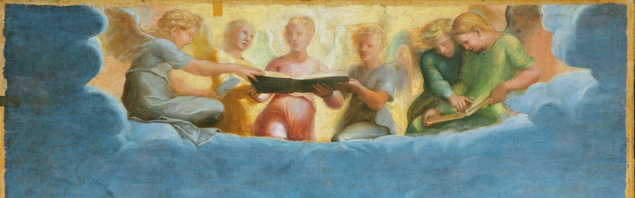 Detail van St. Cecilia omringd door St. Paulus, St. Johannes de Evangelist, St. Augustinus en Maria Magdalena, c.1513 door Raffaello Sanzio Raphael
