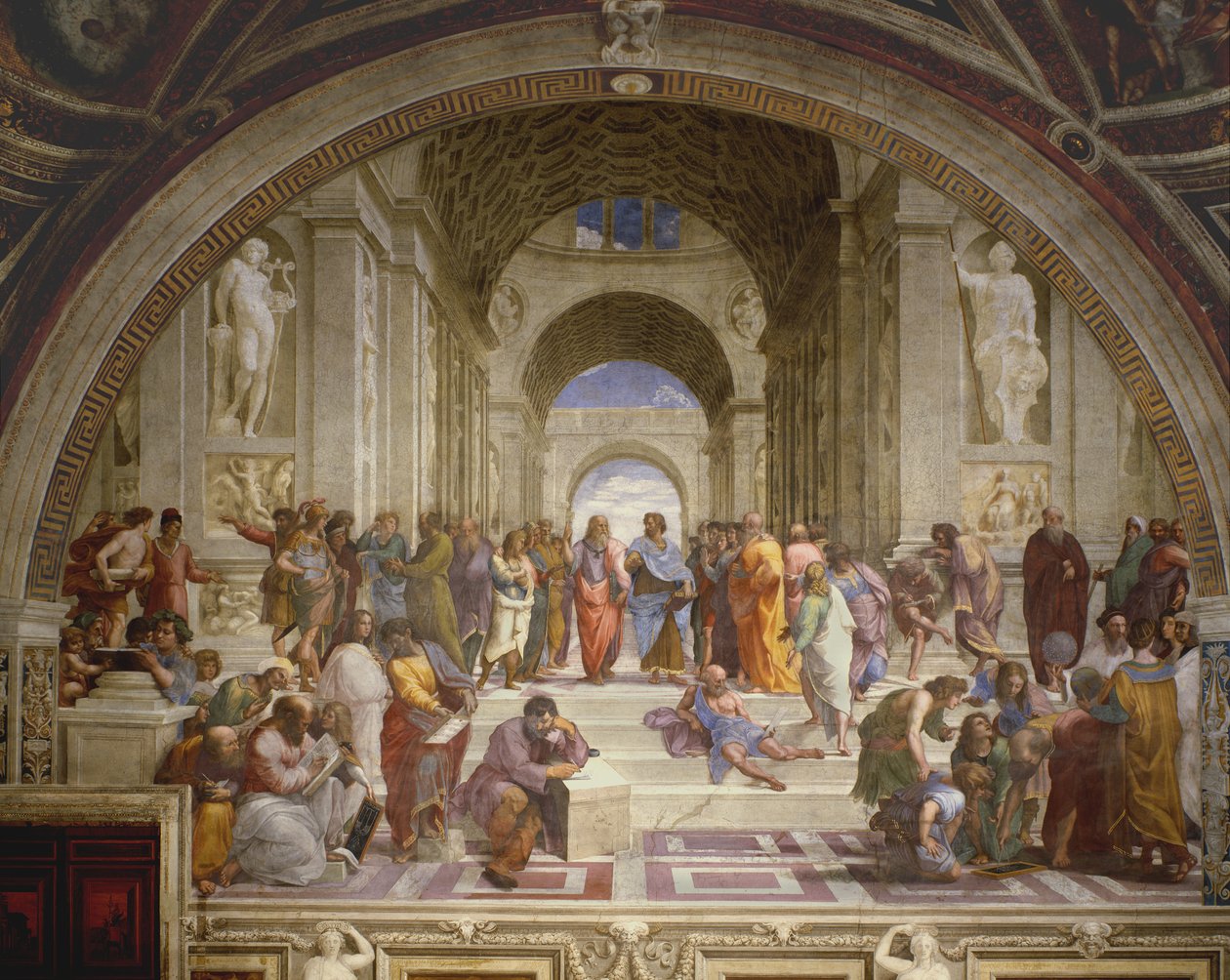 De School van Athene, uit de Stanza della Segnatura, 1509-10 door Raffaello Sanzio Raphael