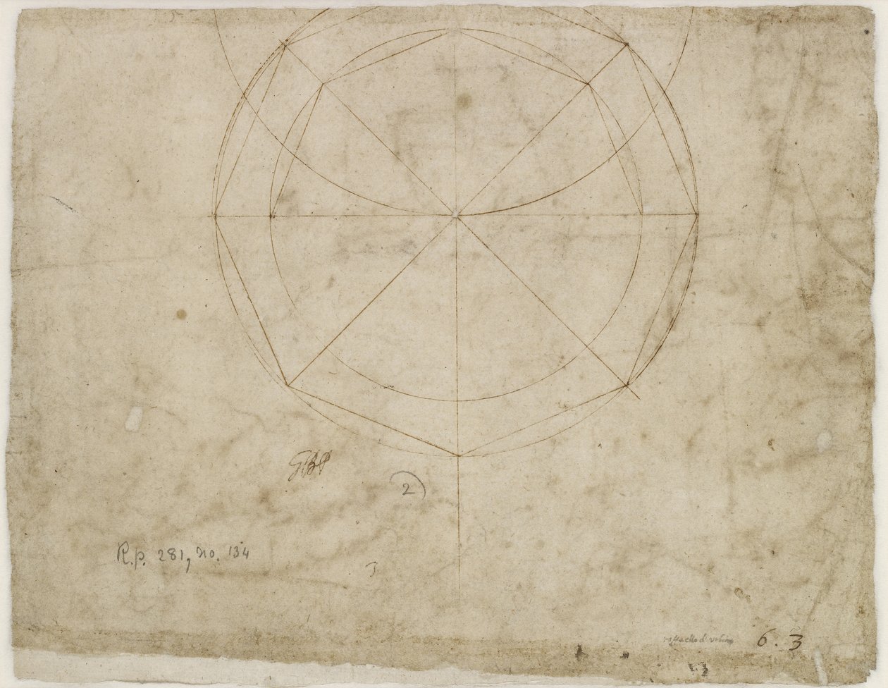 Verso: Sferisch geometrisch ontwerp, WA1846.199 door Raffaello Sanzio Raphael