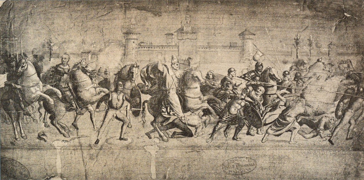 Ridders in gevecht door Raffaello Sanzio Raphael