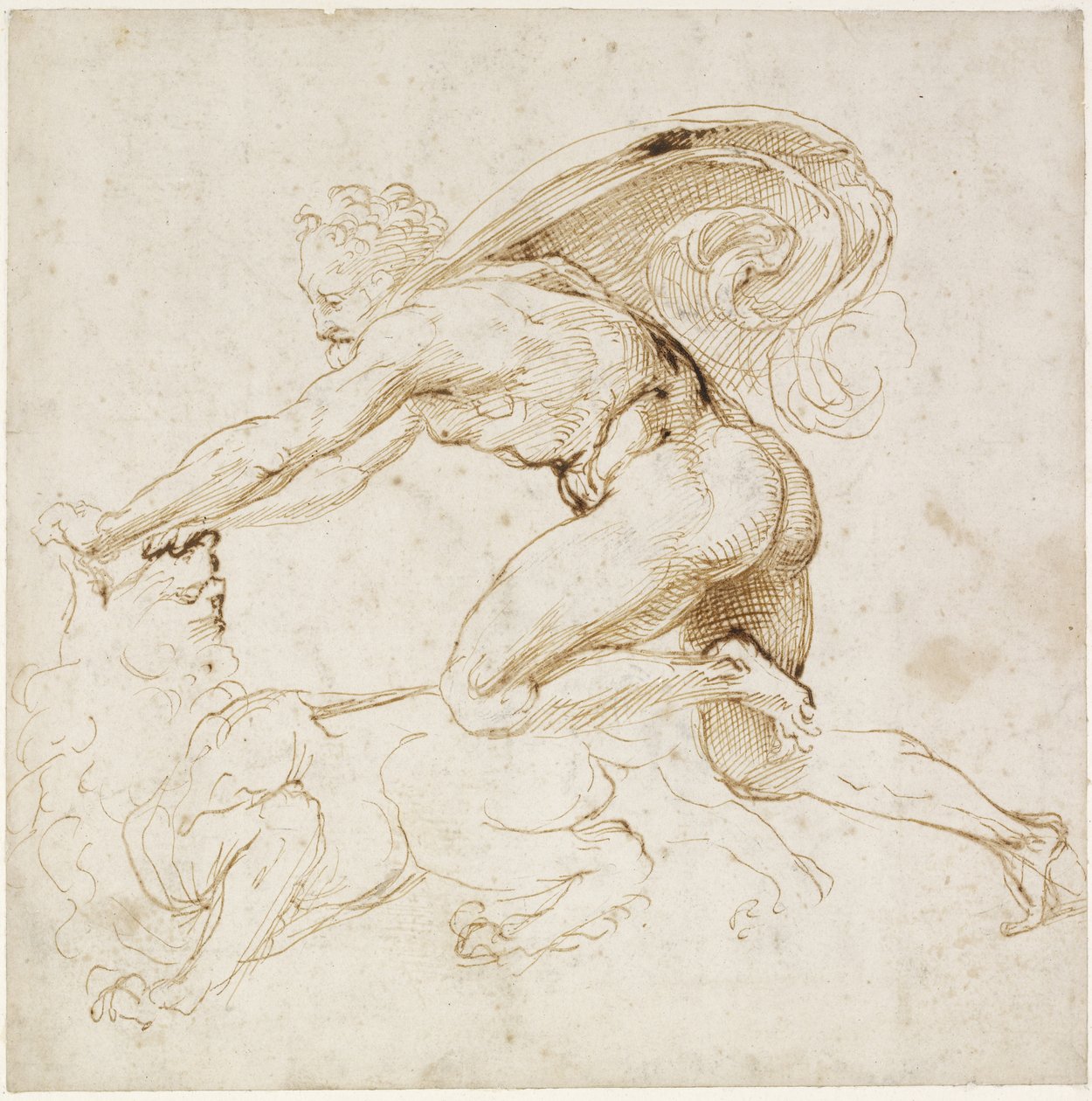Recto: Hercules overwint de Nemeïsche leeuw, WA1846.181 door Raffaello Sanzio Raphael