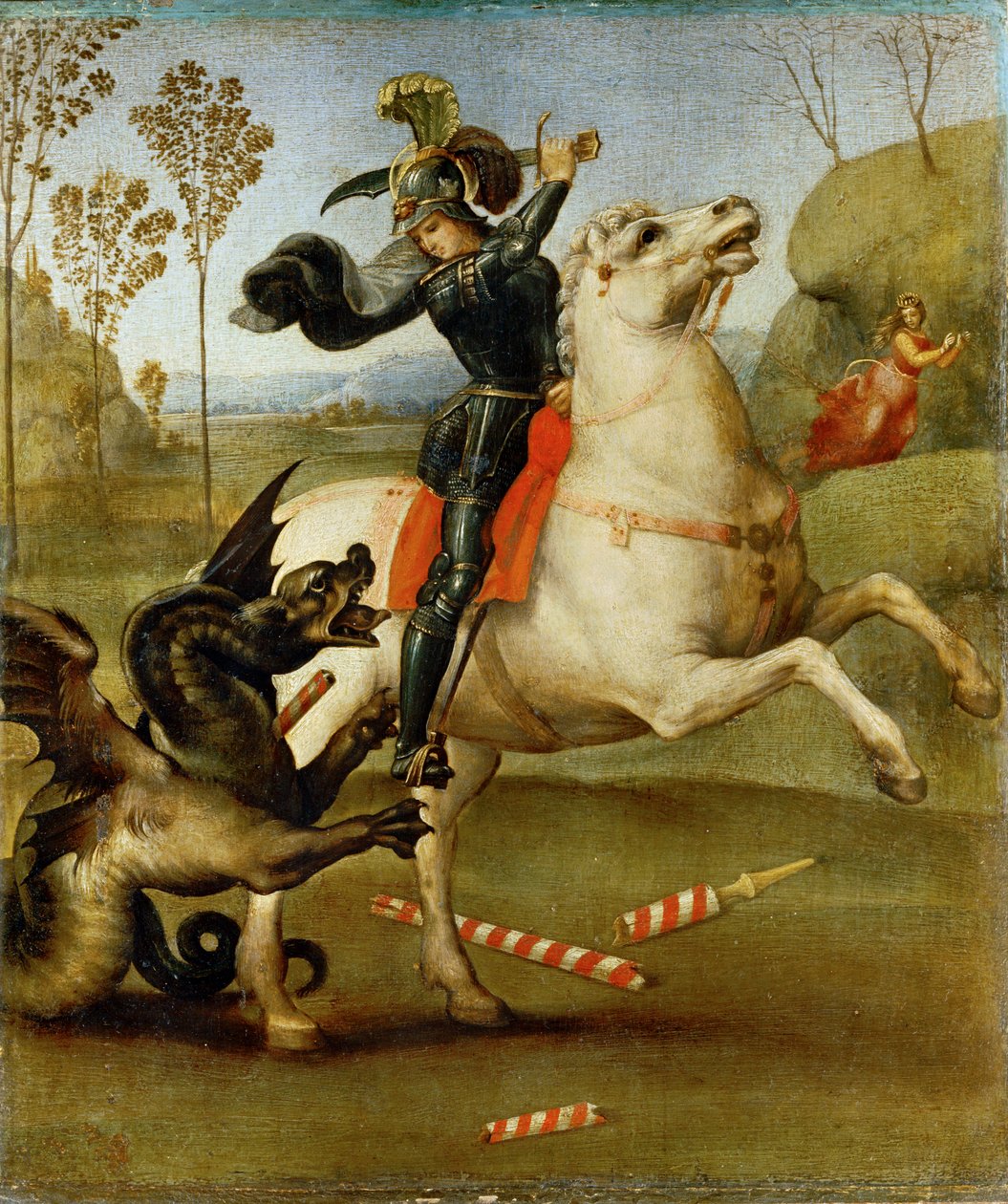 Sint Joris en de Draak ... door Raphael (1483 1520)
