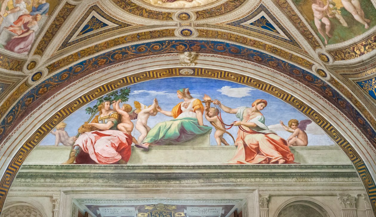 Kardinale en theologische deugden door Raphael (1483 1520)