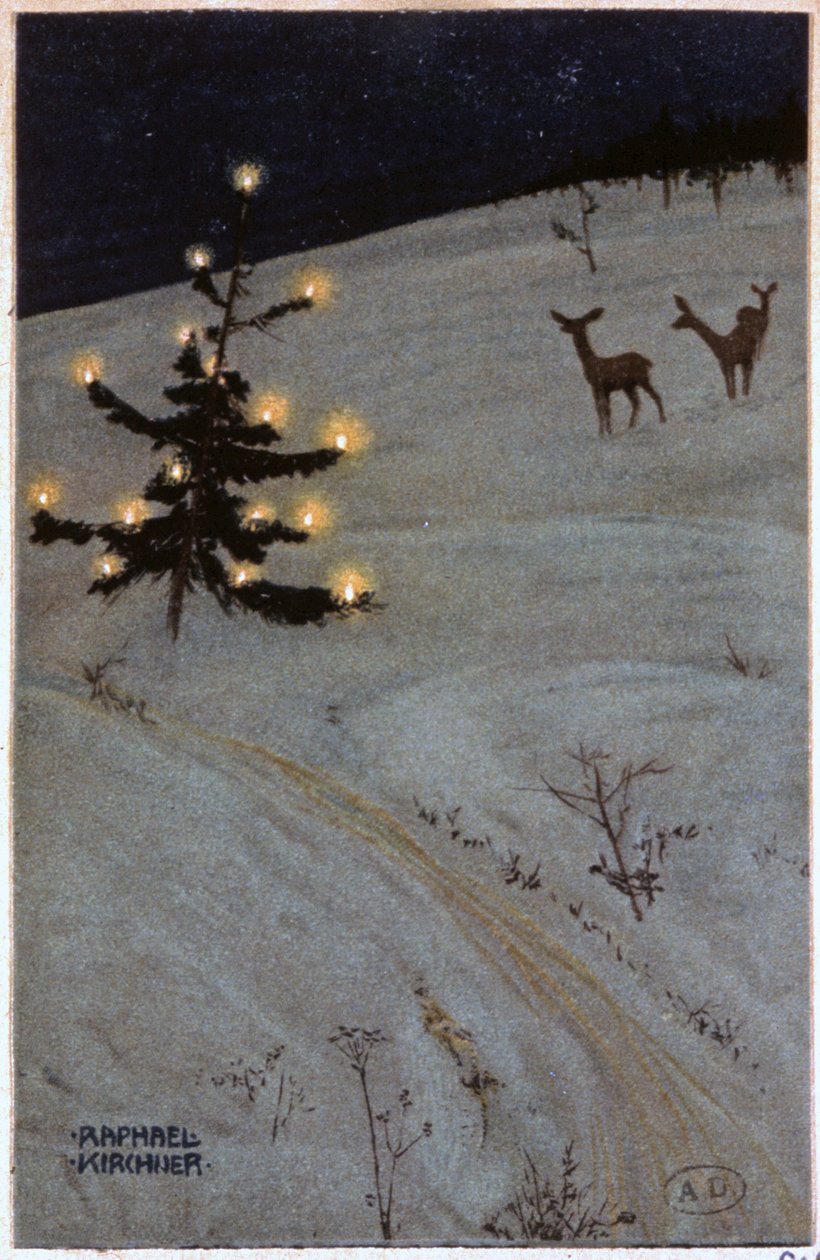 Kerstboom in de sneeuw door Raphael Kirchner