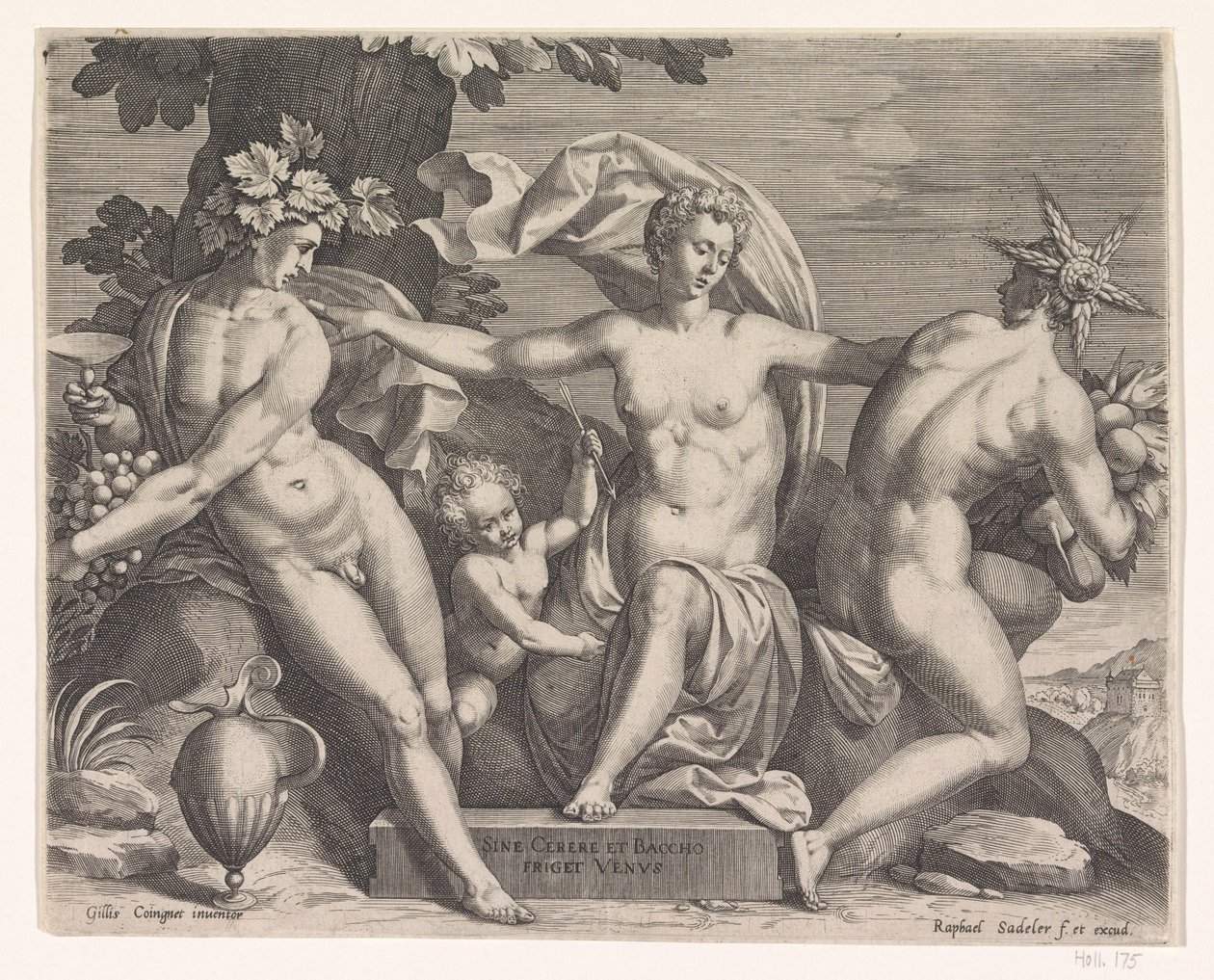Venus, Bacchus en Ceres door Raphaël Sadeler (I)