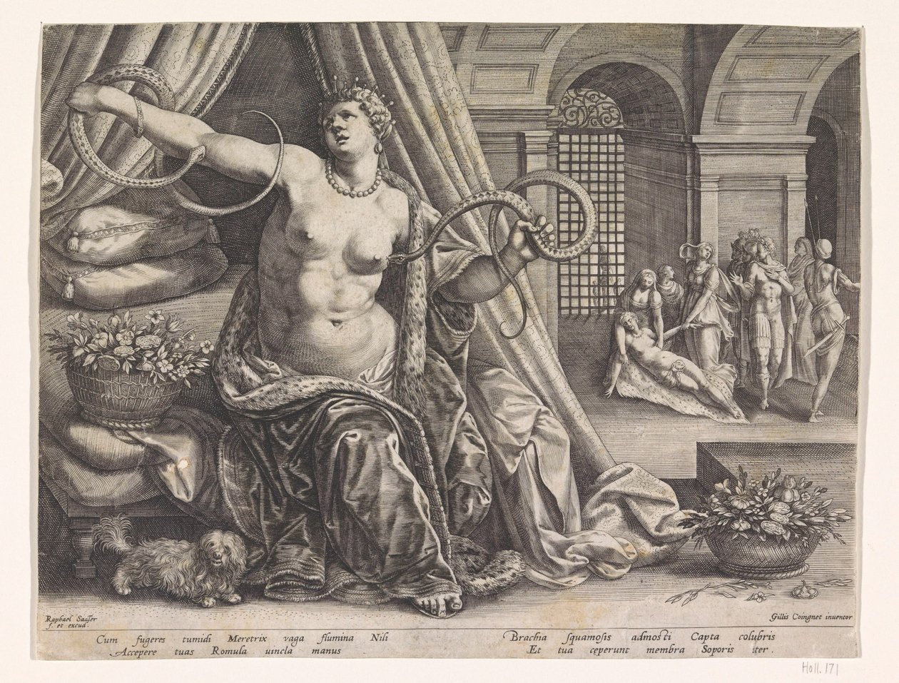 Zelfmoord van Cleopatra door Raphaël Sadeler (I)