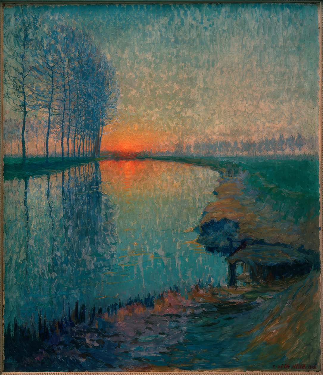 Zonsondergang aan de Nete door Raymond de la Haye