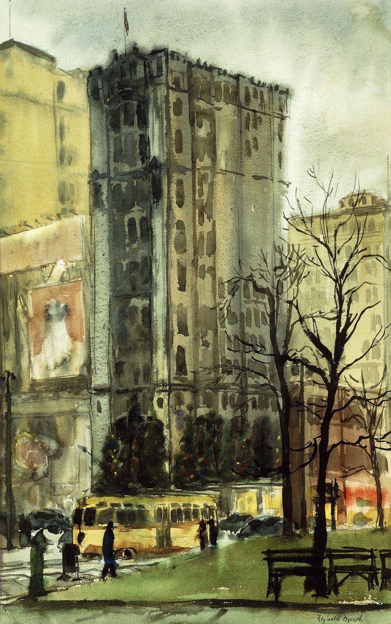 Een regenachtige dag in New York door Reginald Marsh