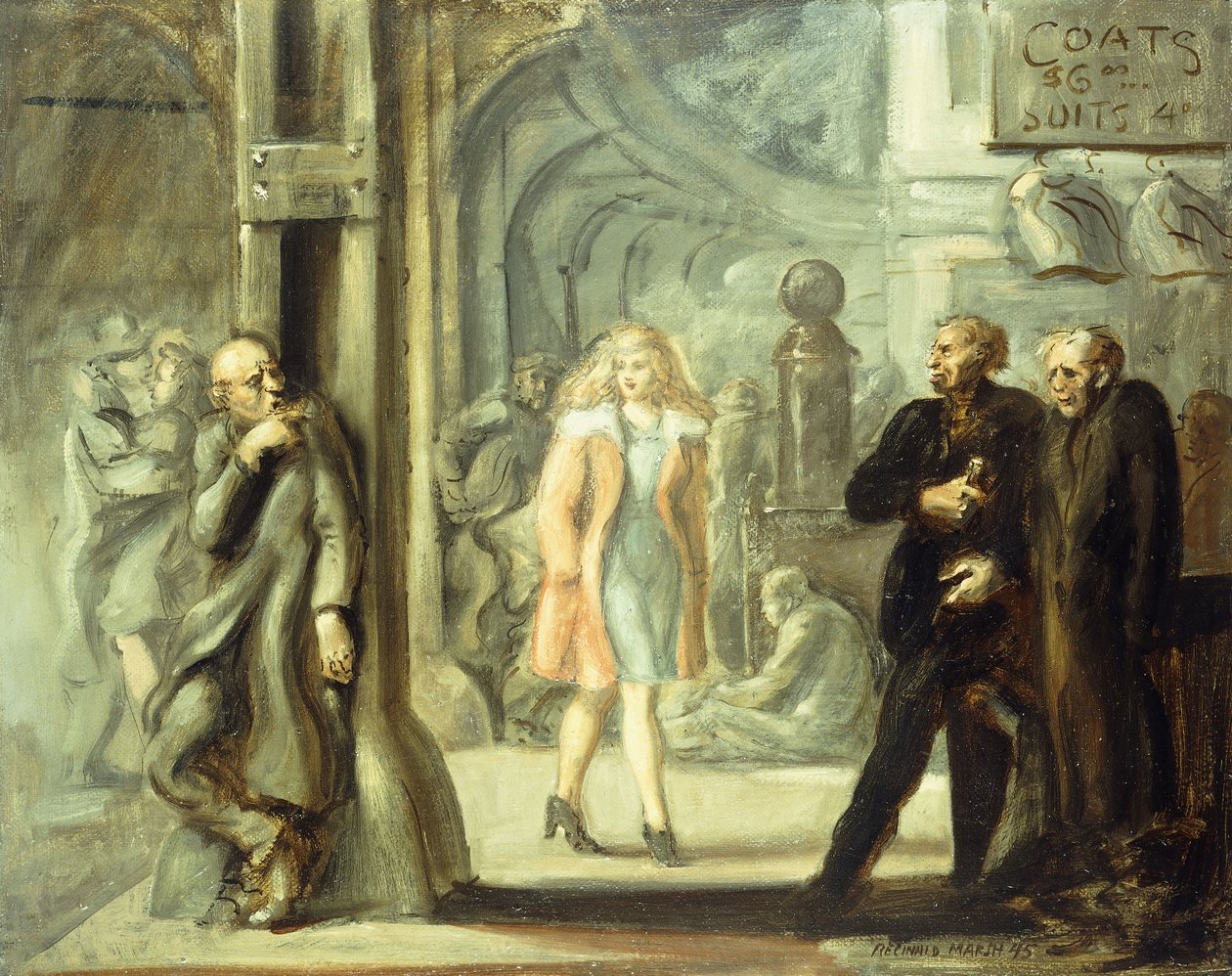Bowery Scène door Reginald Marsh