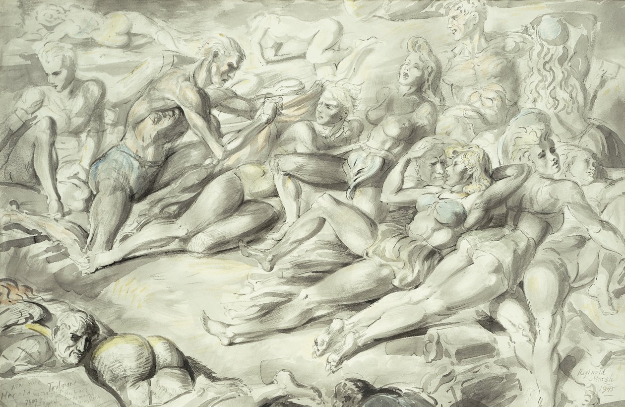 Coney Island-strand door Reginald Marsh
