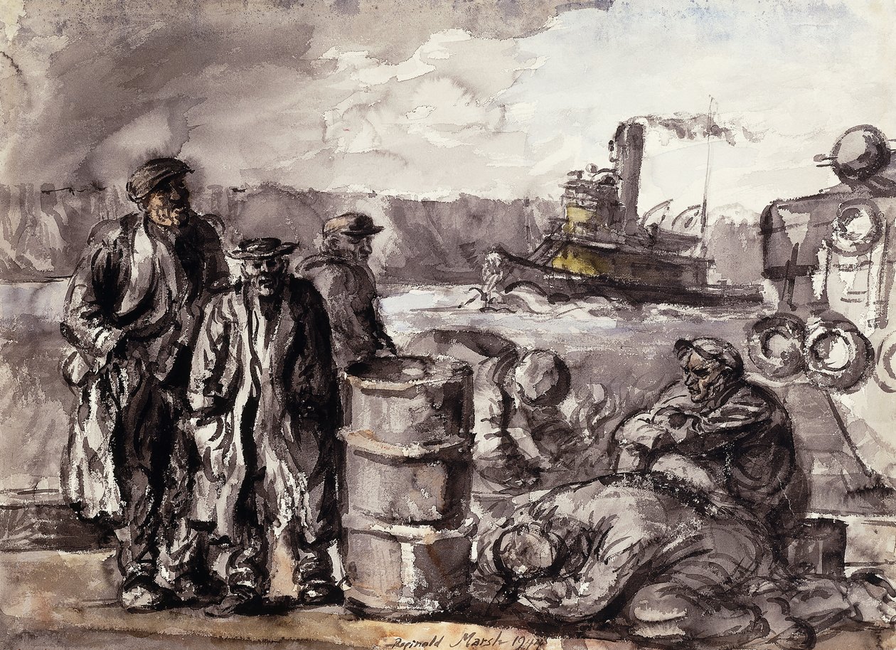 Op de dokken door Reginald Marsh