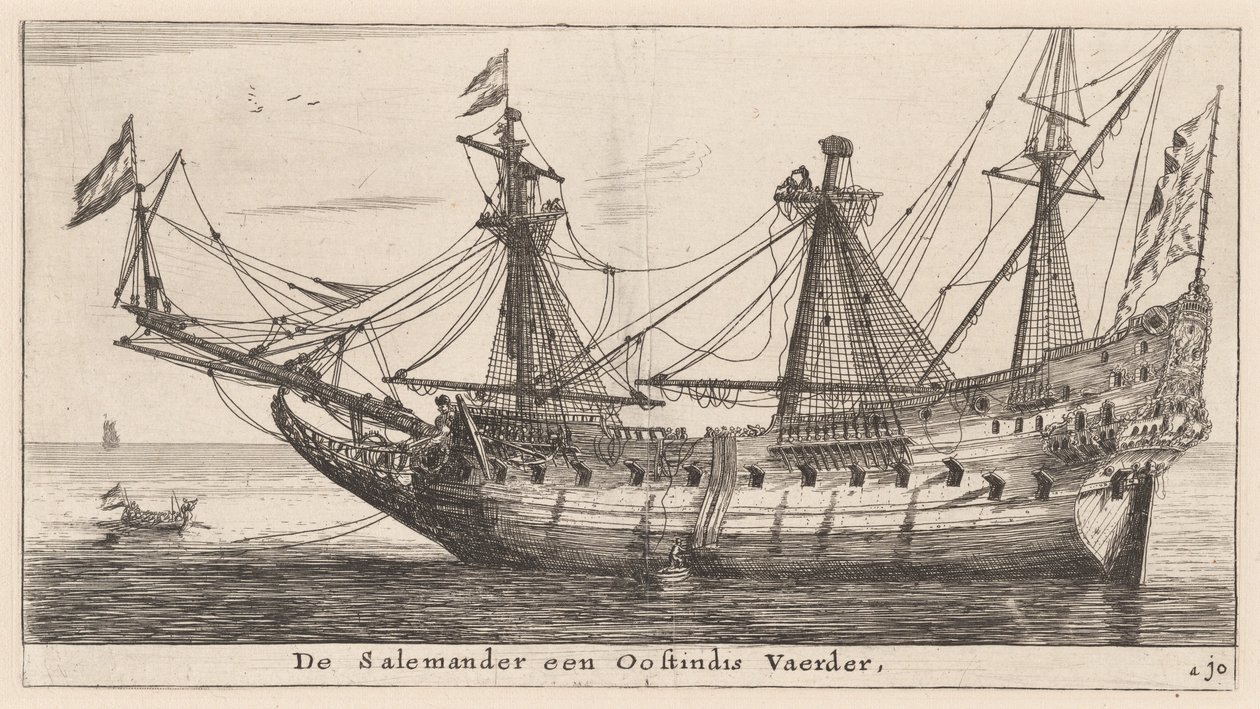 De "Salemander," een Oost-Indisch koopvaardijschip door Reinier Nooms, called Zeeman