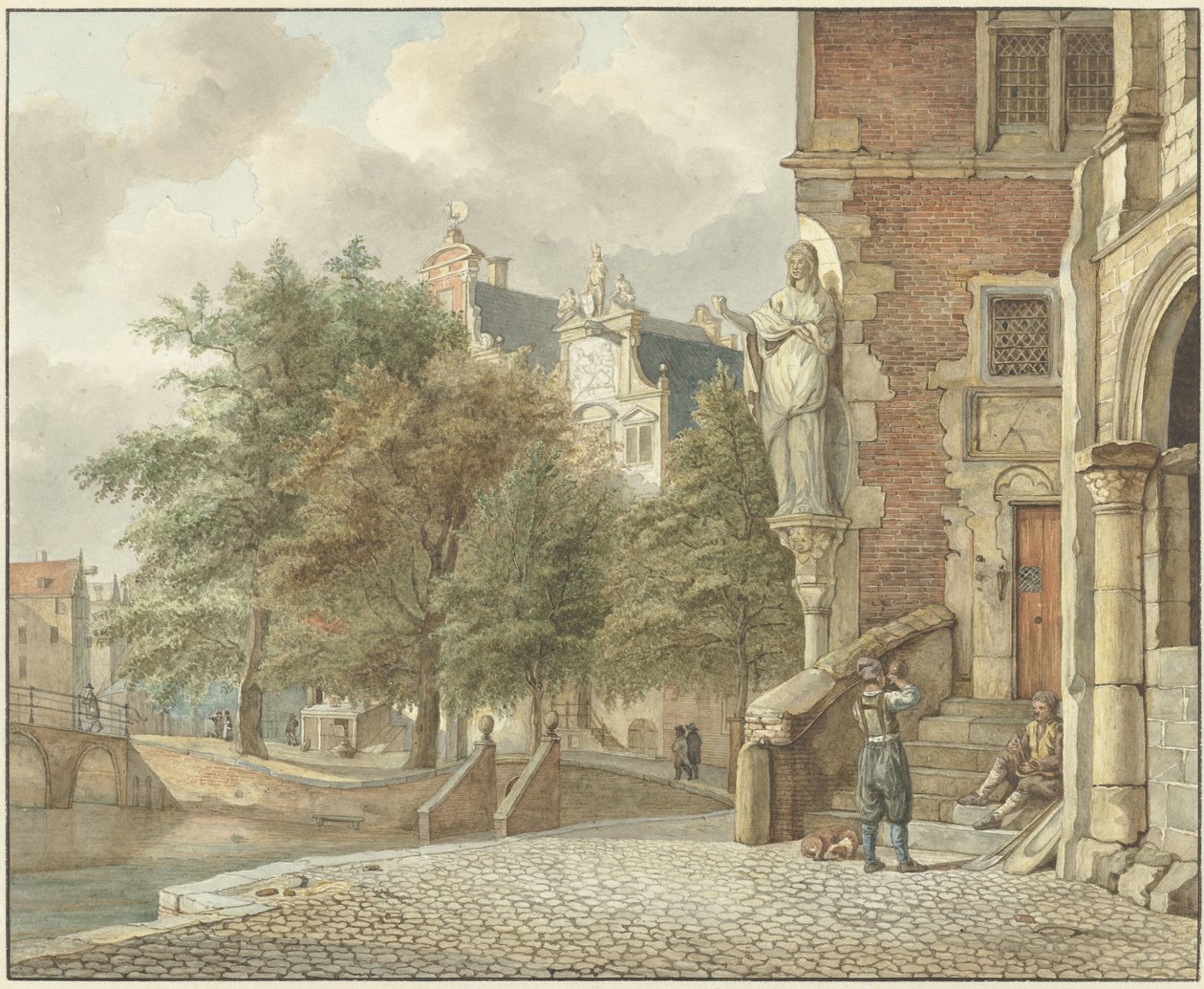Gezicht op een stadsgracht door Reinier Vinkeles (I)