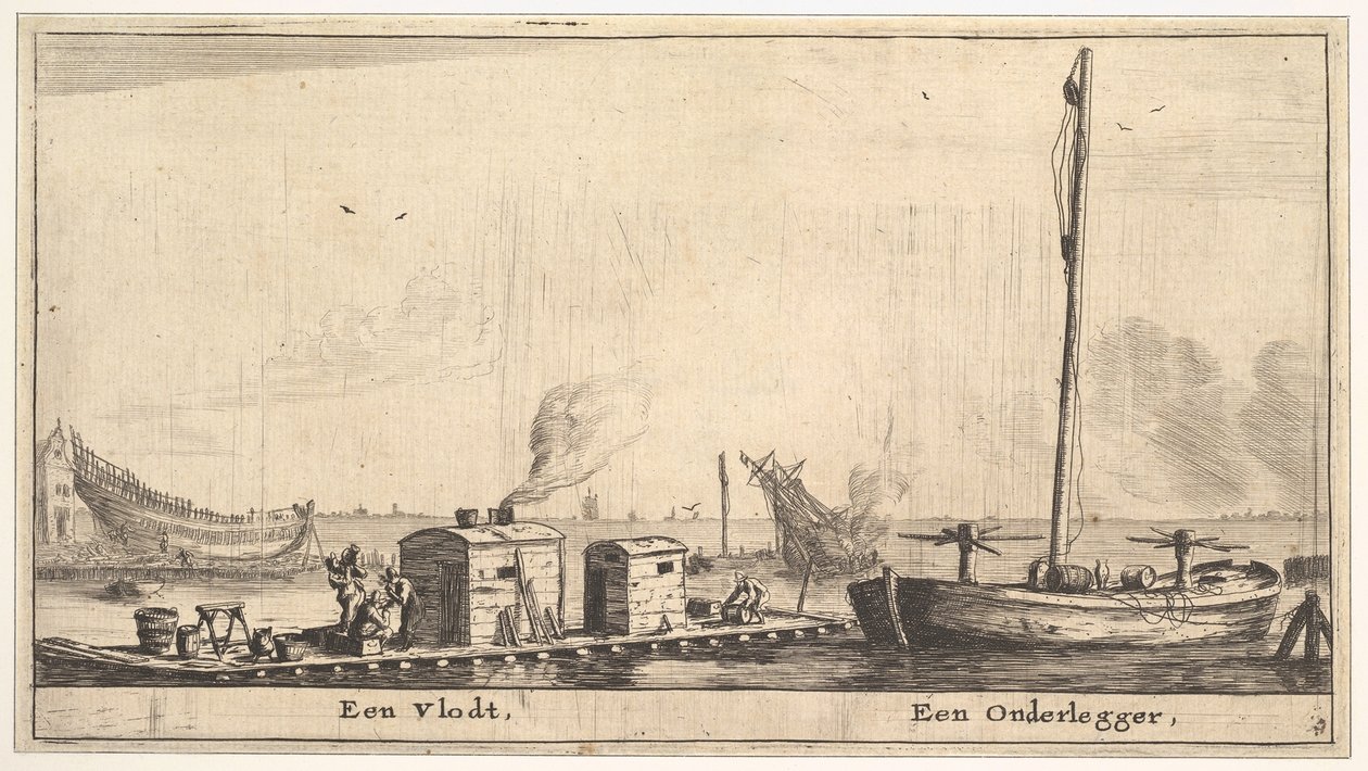 Een vlot en een onderlegger, 17e eeuw door Reinier Zeeman