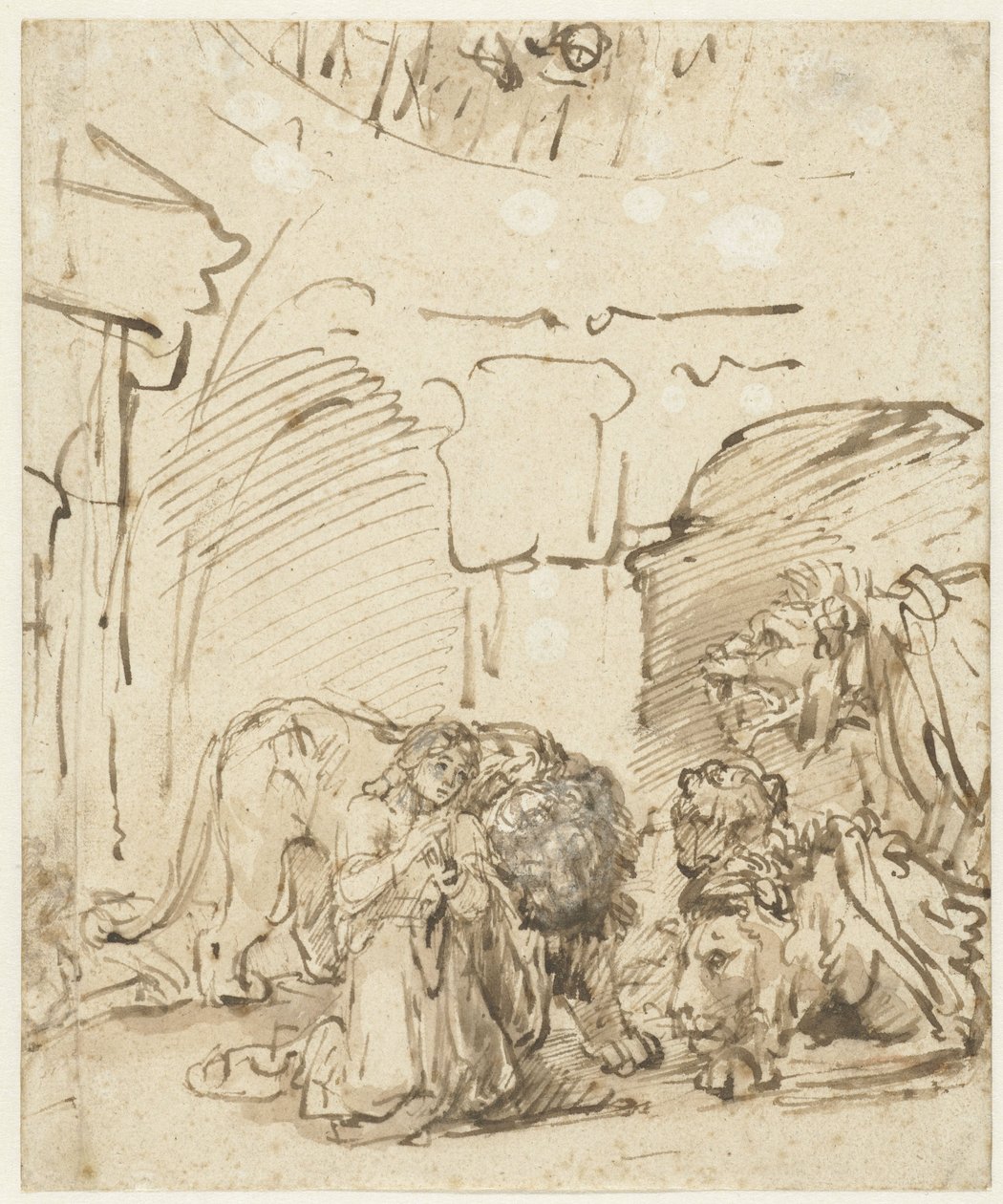 Daniel in de leeuwenkuil, ca. 1650 door Rembrandt van Rijn