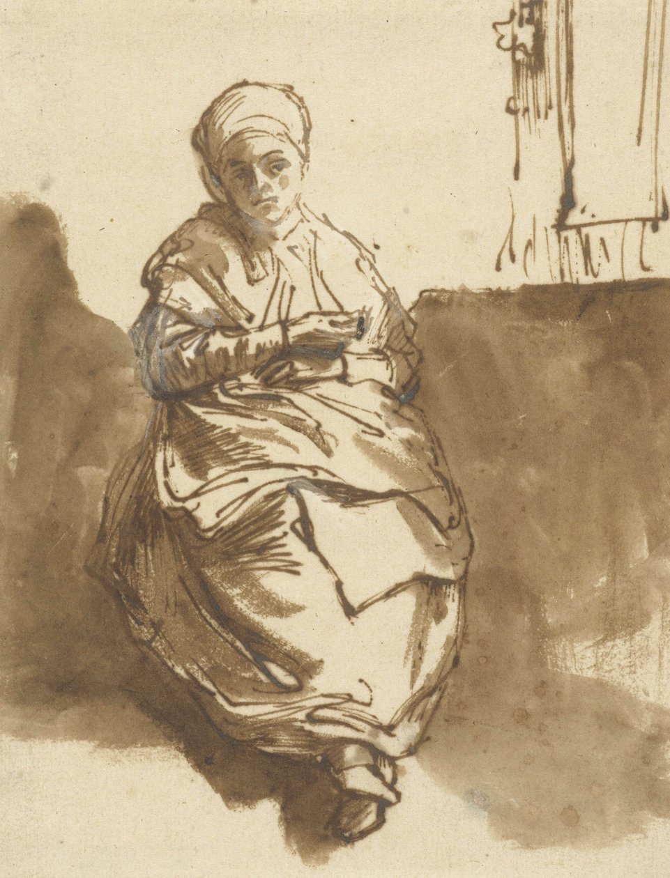 Saskia zittend bij een raam, c.1638 door Rembrandt van Rijn