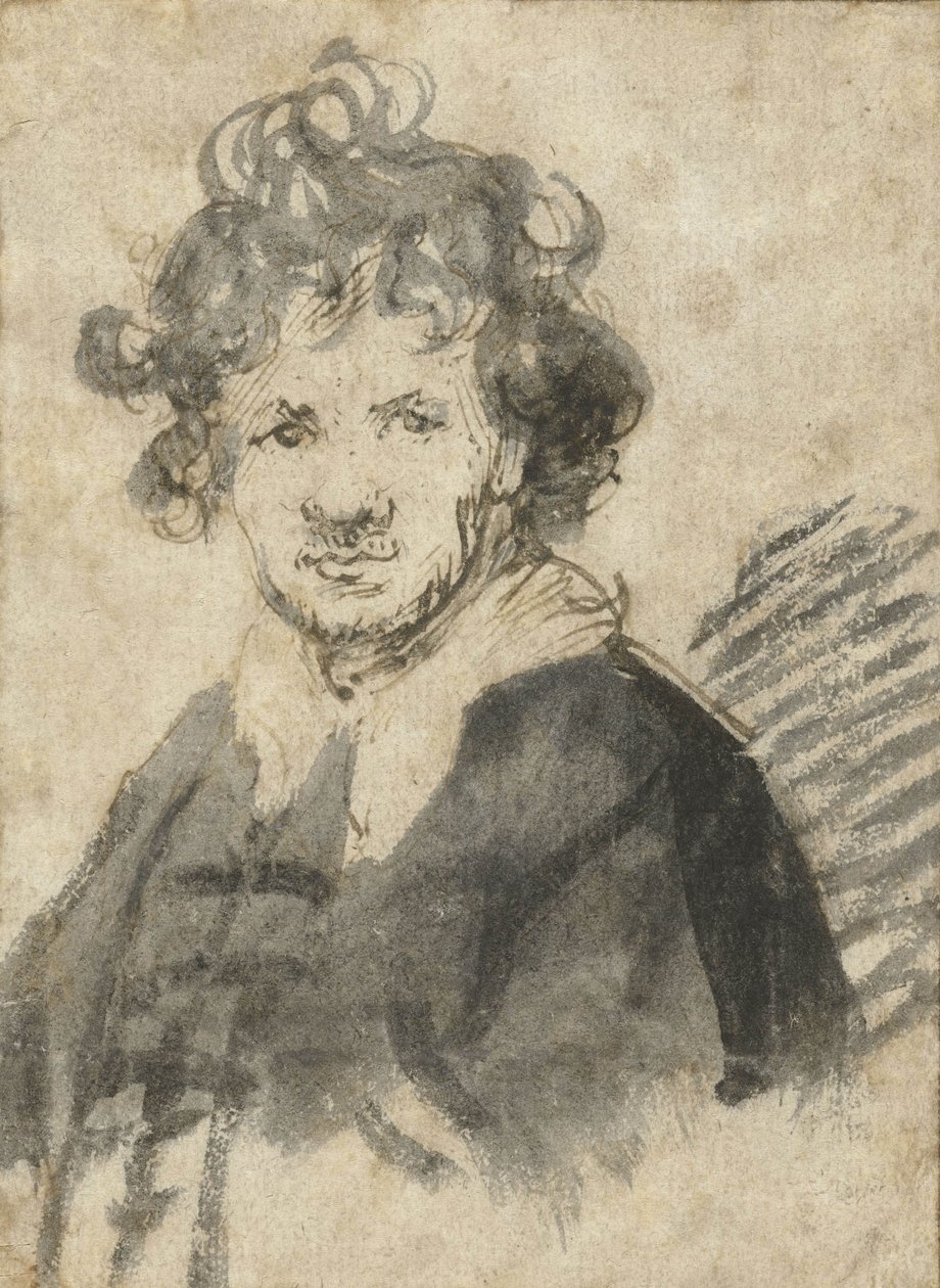 Zelfportret met Verward Haar door Rembrandt van Rijn