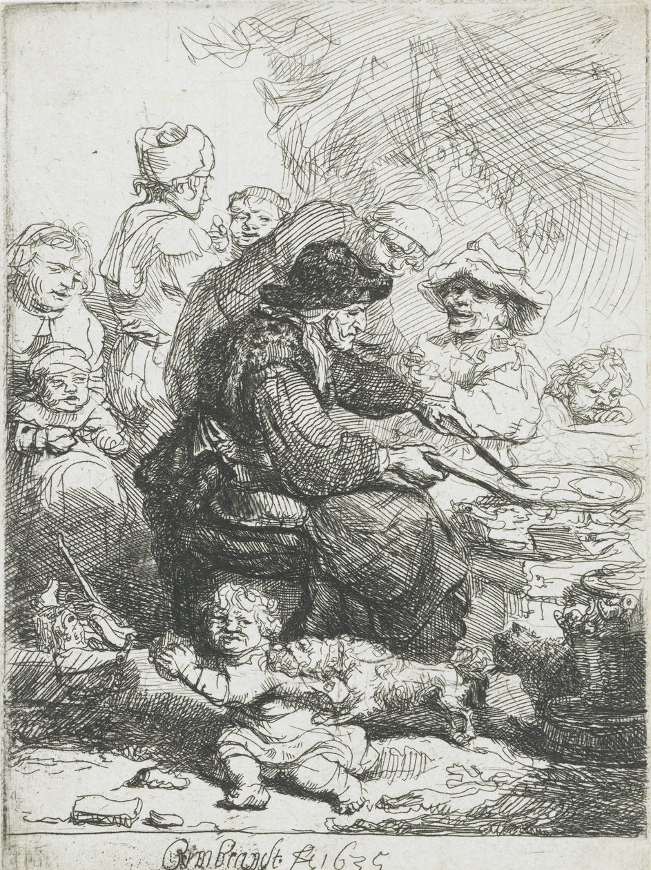 De Pannenkoekenmaker, 1635 door Rembrandt van Rijn