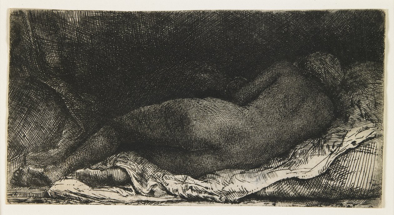 Negerin liggend, 1658 door Rembrandt van Rijn