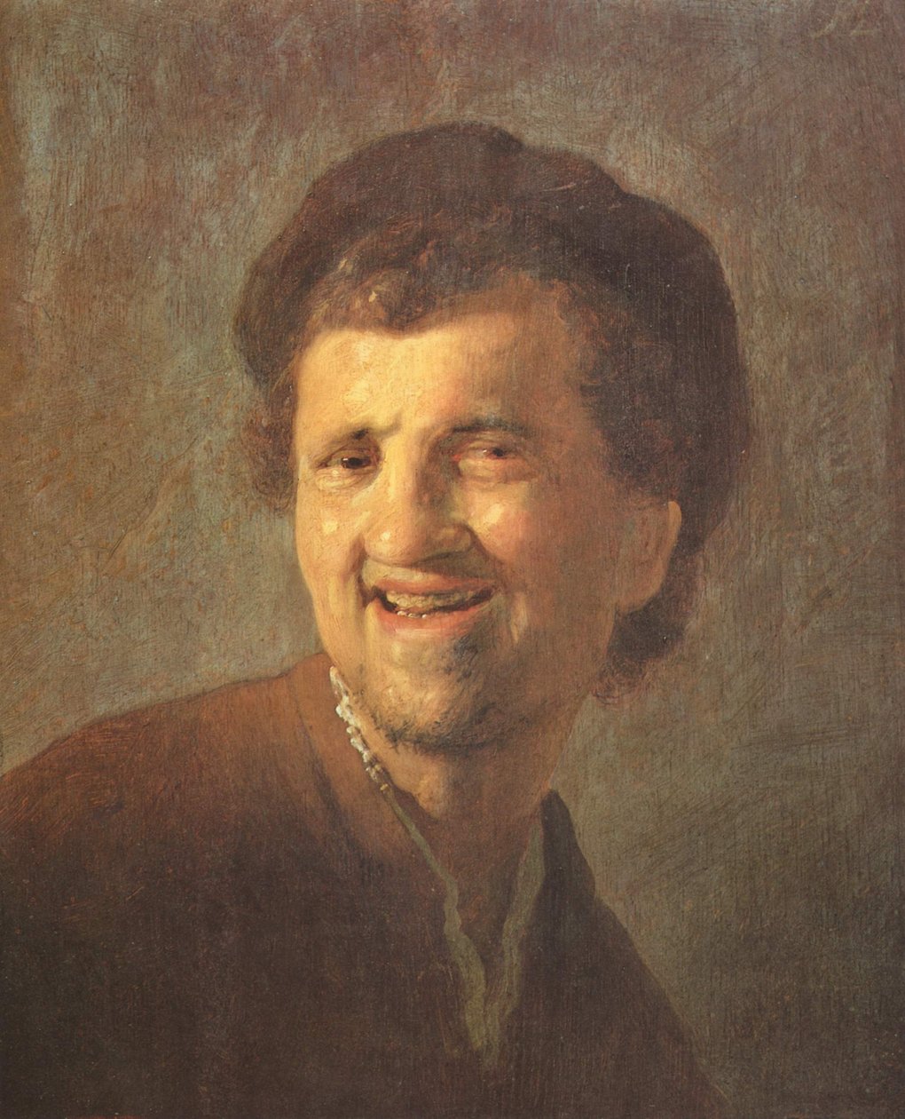 Buste van een Lachende Jonge Man door Rembrandt van Rijn