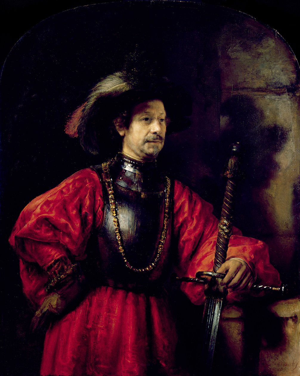 Portret van een man in militair kostuum, 1650 door Rembrandt van Rijn