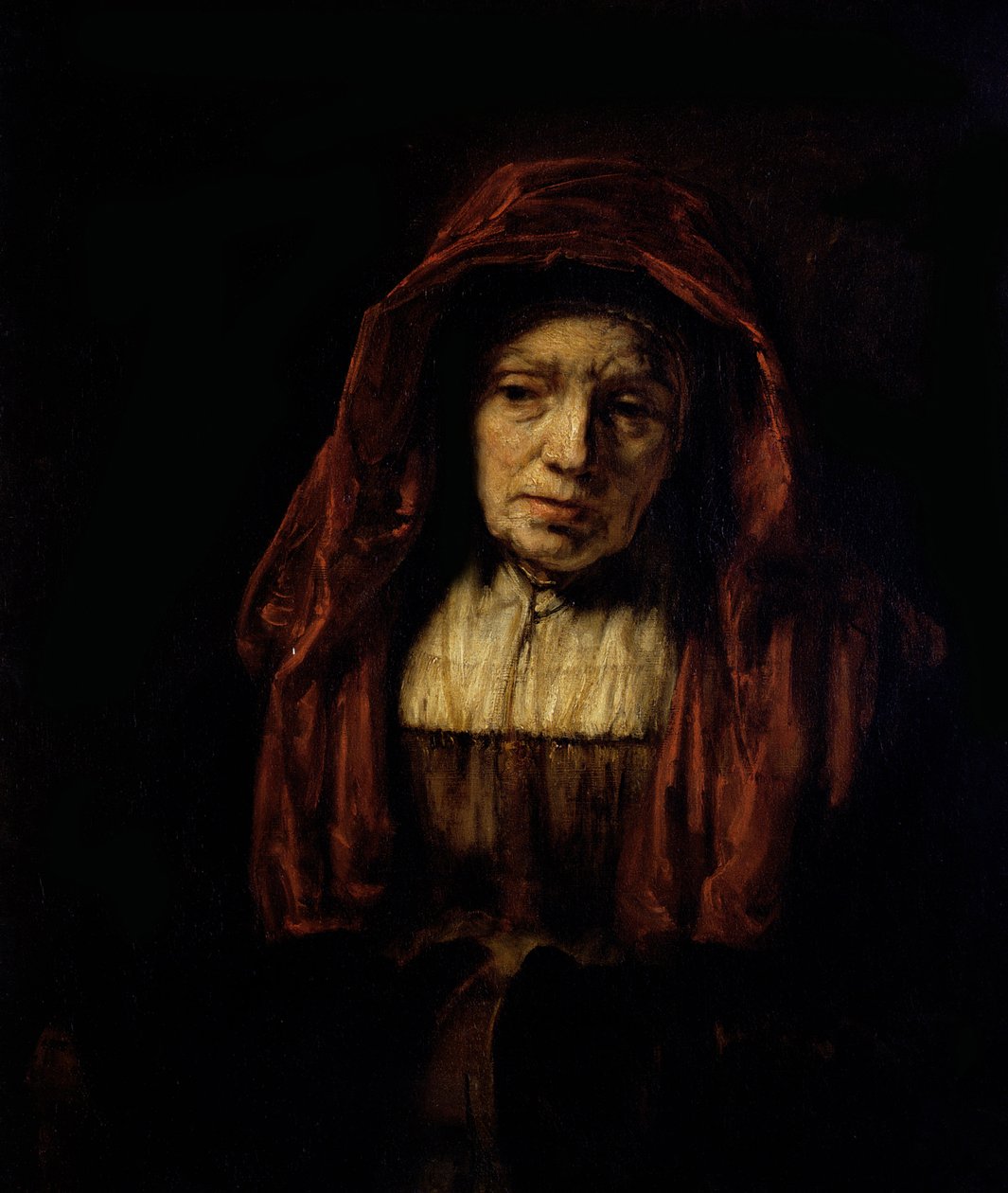 Portret van een oude vrouw door Rembrandt van Rijn