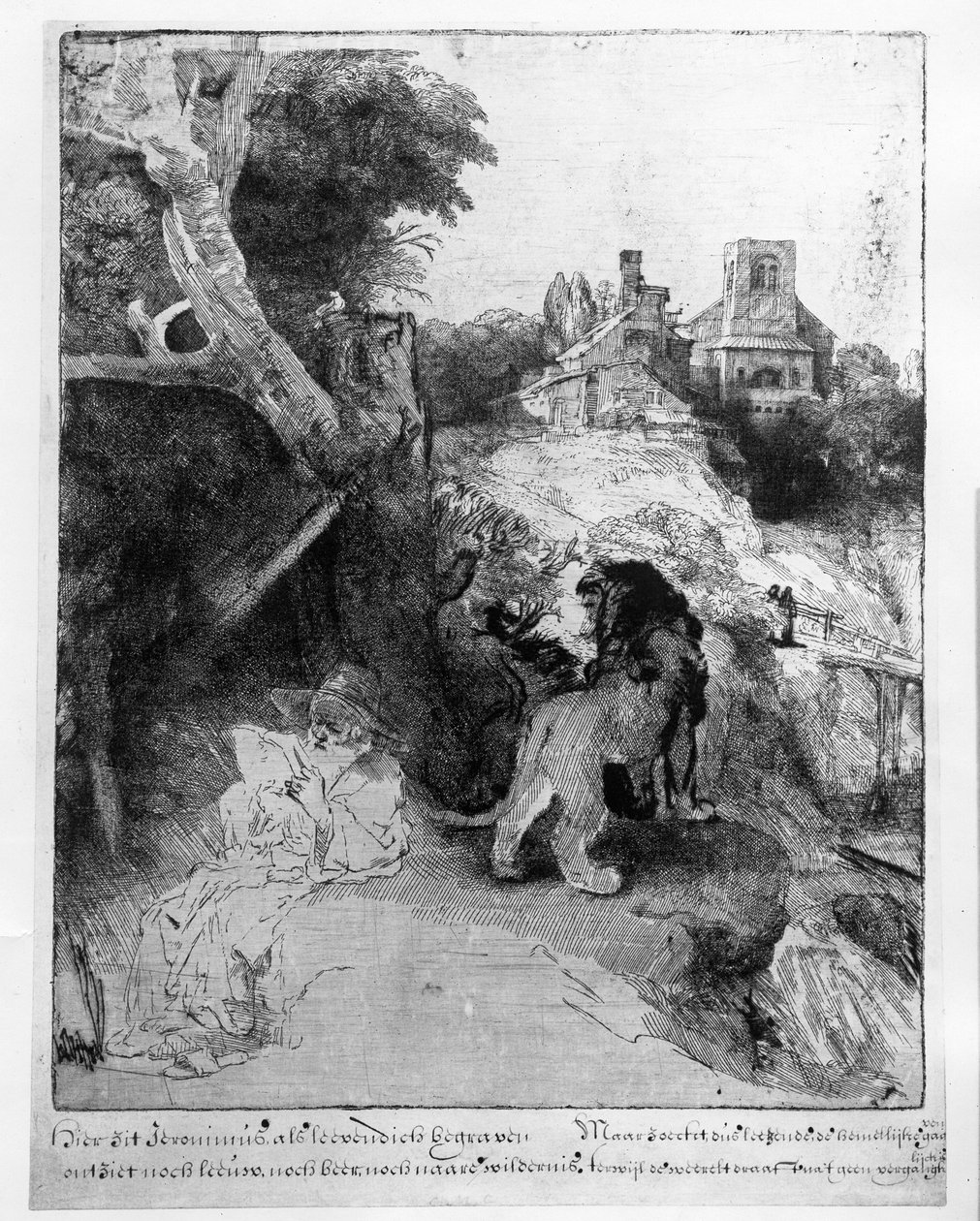 St. Hiëronymus in een Italiaans landschap, ca. 1653 door Rembrandt van Rijn