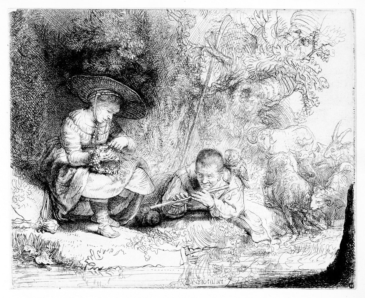 De fluitspeler door Rembrandt van Rijn