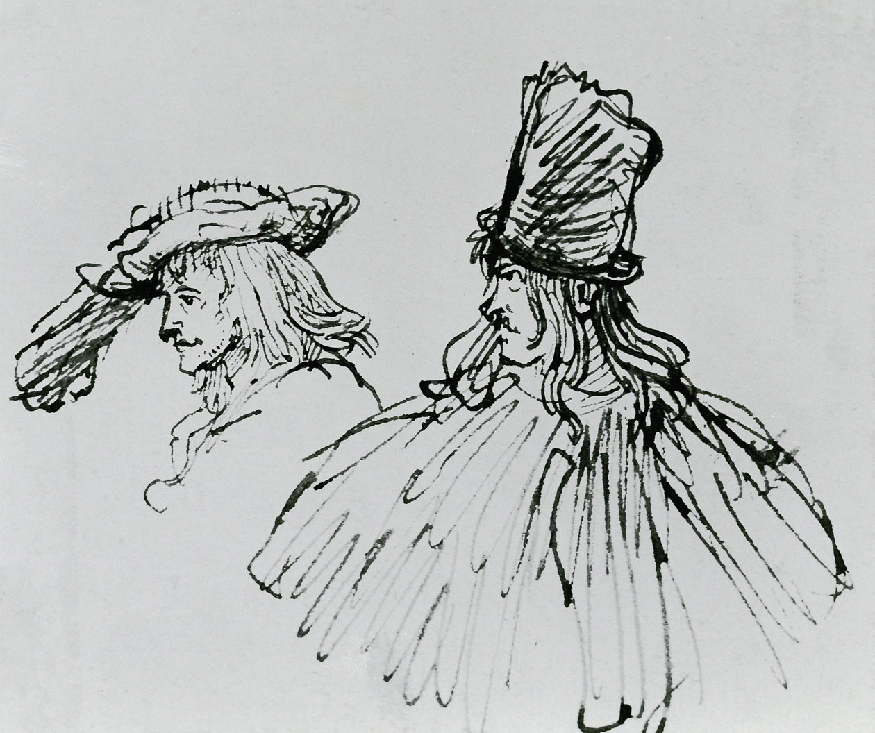 Twee Acteurs door Rembrandt van Rijn