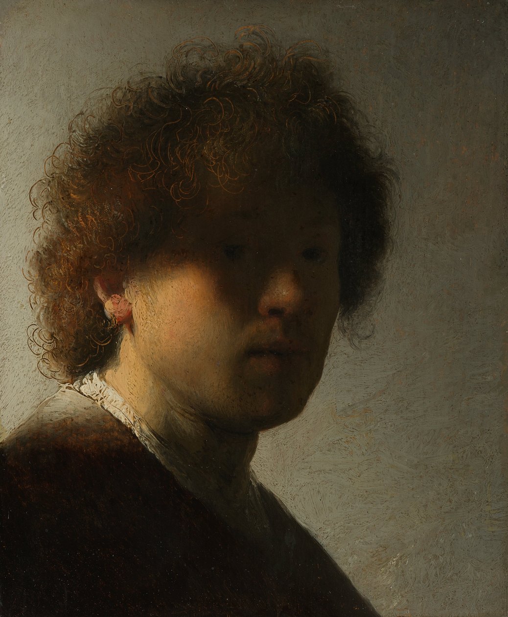 Zelfportret op jeugdige leeftijd door Rembrandt van Rijn