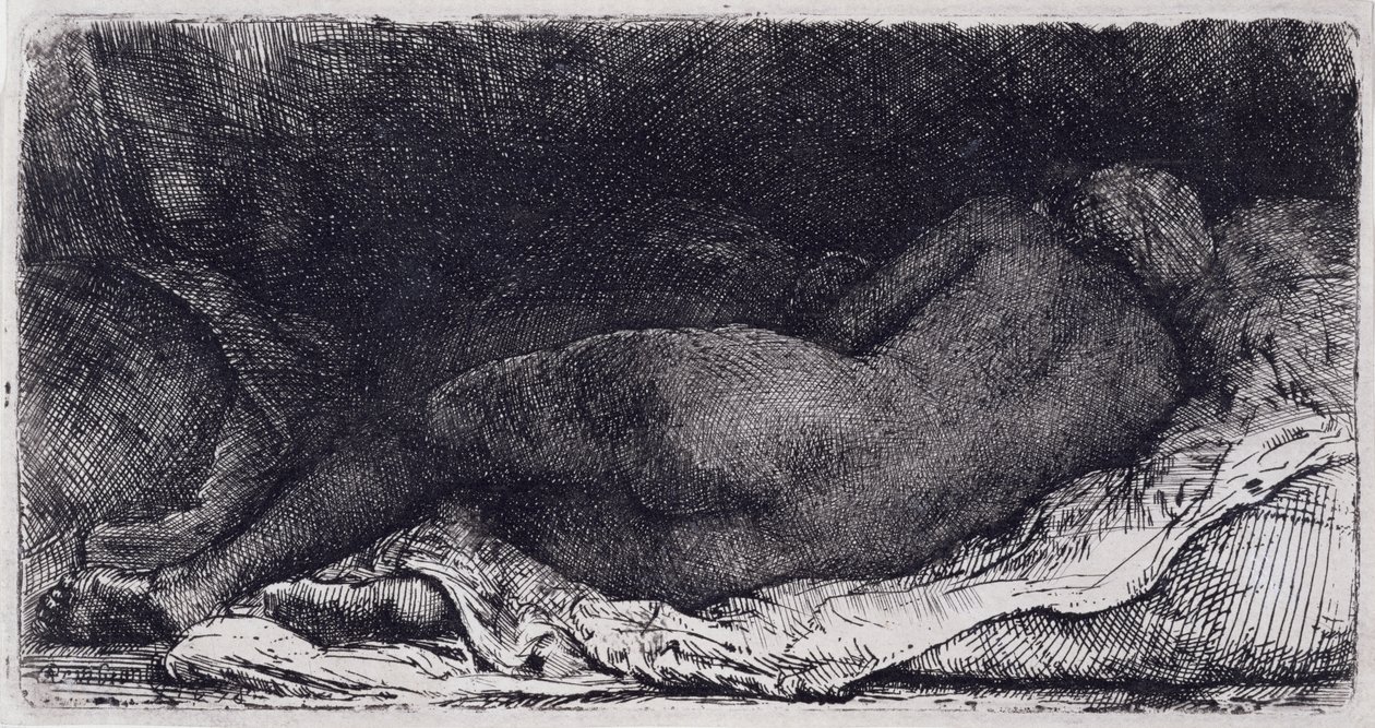 Negerin liggend door Rembrandt van Rijn