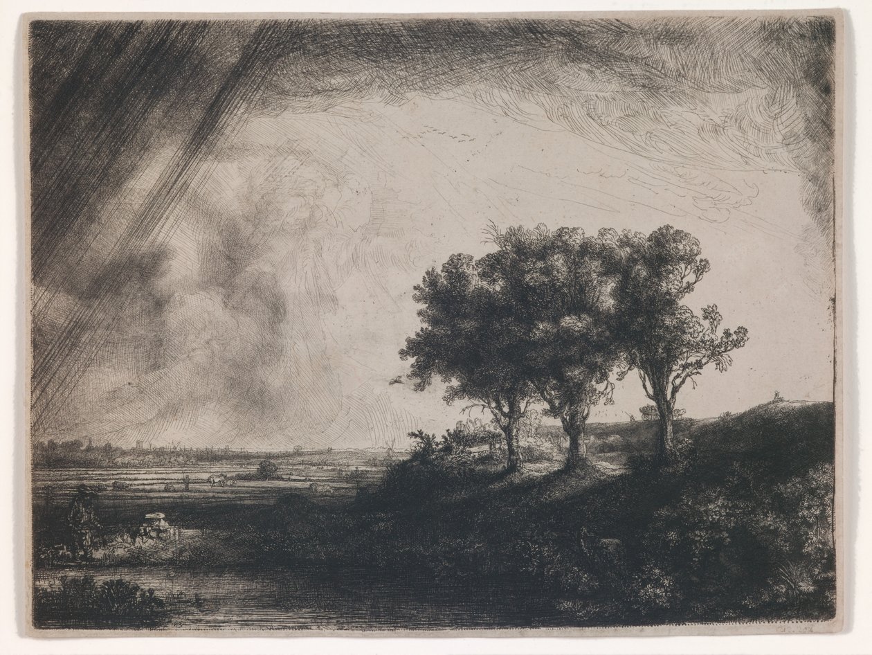 De drie bomen door Rembrandt Harmensz. van Rijn