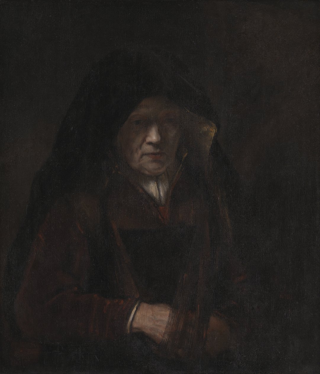 Een oude vrouw door Rembrandt van Rijn