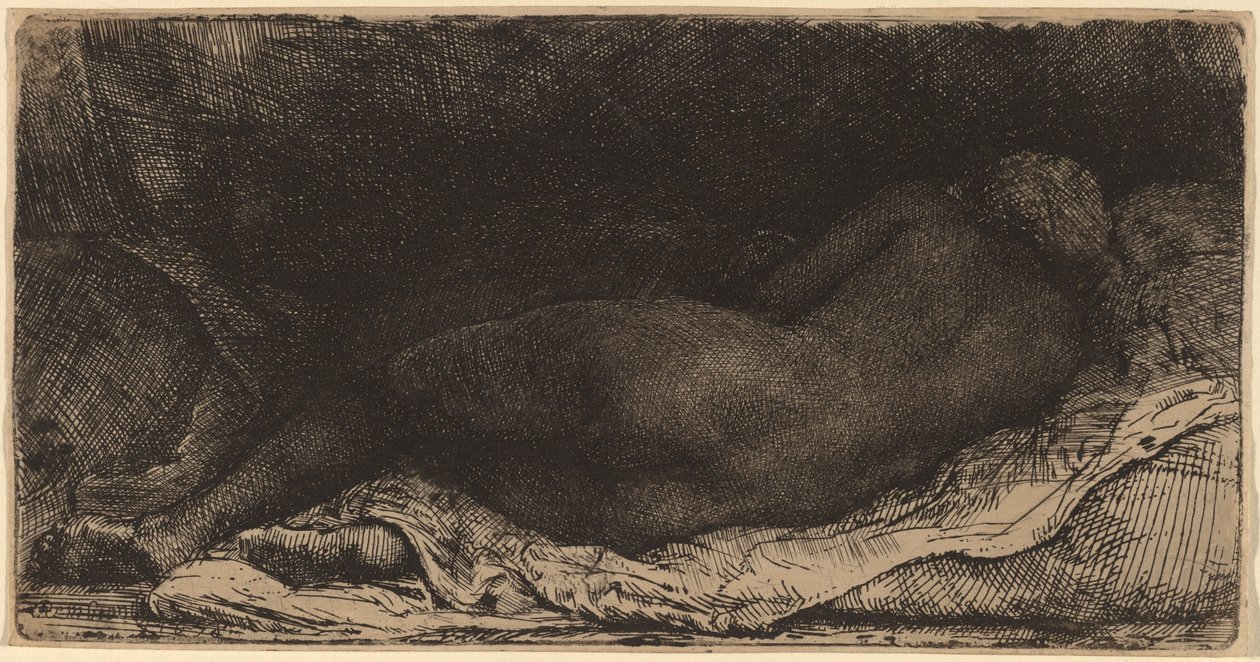 Zwarte Vrouw Liggend door Rembrandt van Rijn