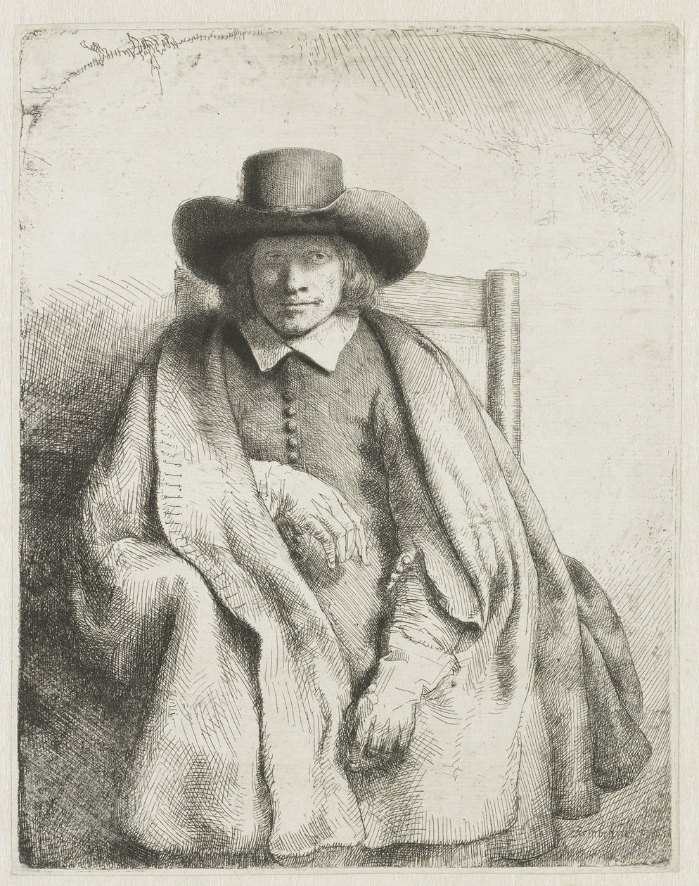 Clement de Jonghe, prentverkoper door Rembrandt van Rijn