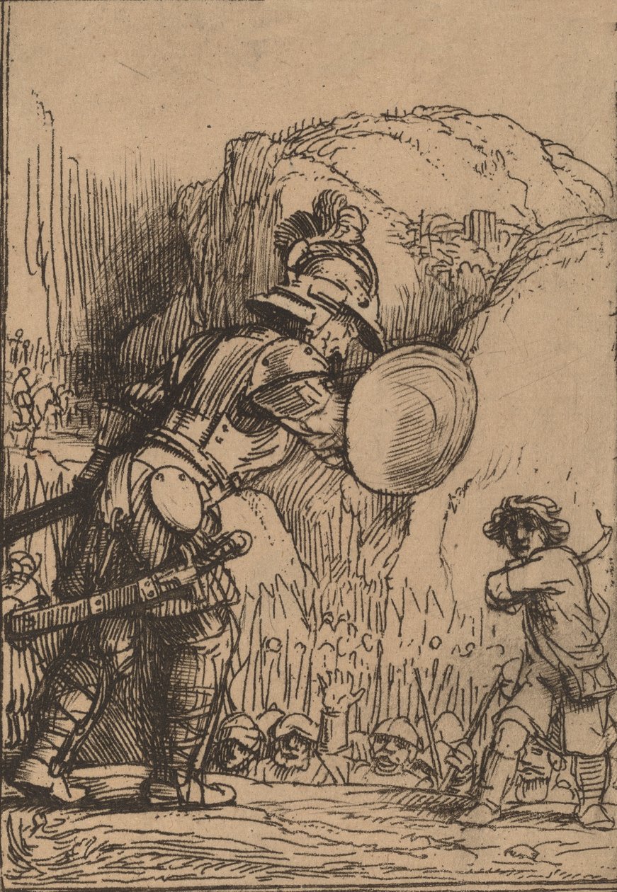 David en Goliath door Rembrandt van Rijn