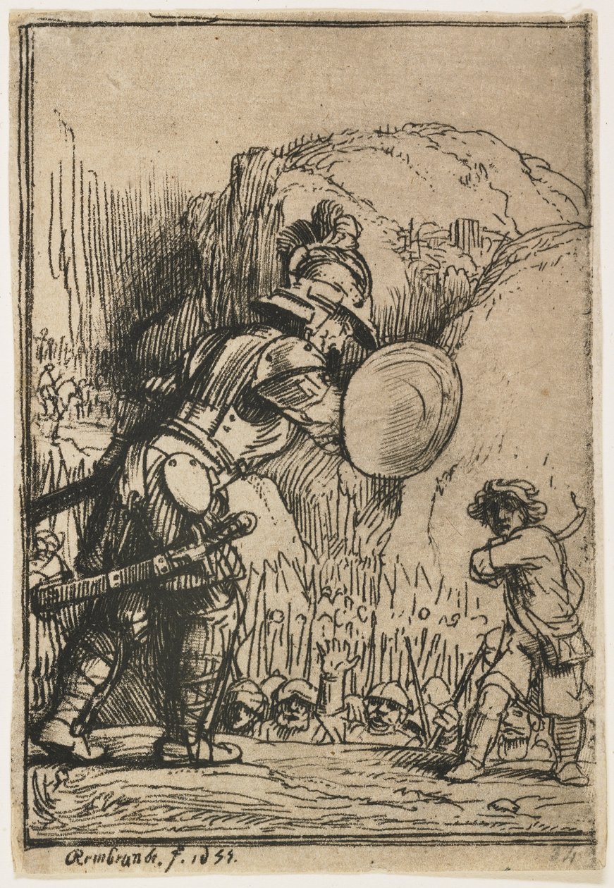 David en Goliath, 1655 door Rembrandt van Rijn